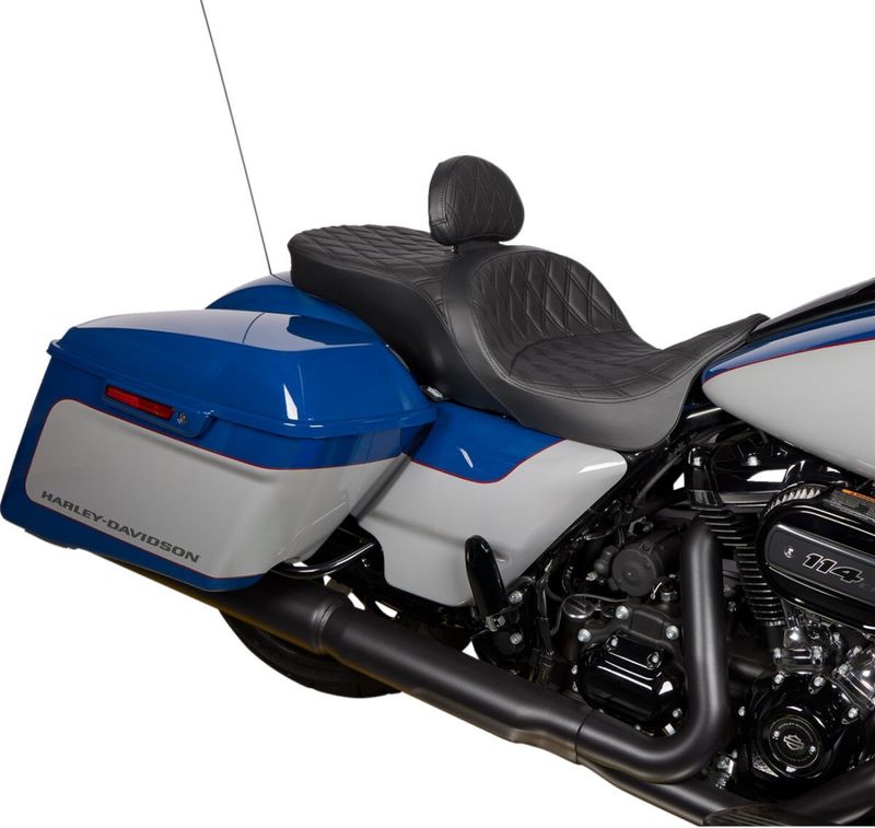 Ryggstöd Drag Specialties EZ Glide II vinyl dubbel diamond svart