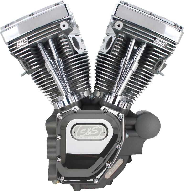 Motor S&S T124 Long Block lågkompression 585GE kamaxlar grå Touring 07-16