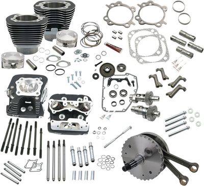Effektsats S&S 124" Twin Cam Hot Set-Up med topplock svart Touring 99-06, Dyna 99-05