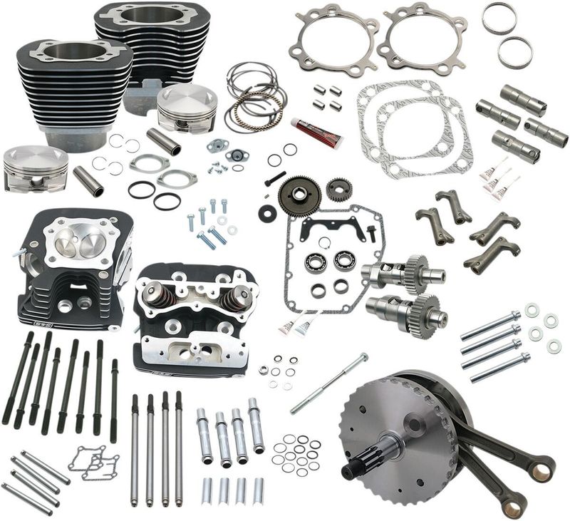 Effektsats S&S 124" Twin Cam Hot Set-Up med topplock svart Touring 99-06, Dyna 99-05
