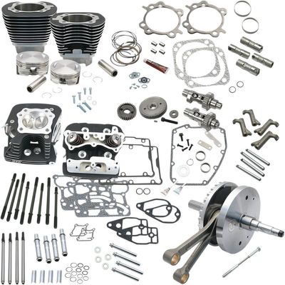 Effektsats S&S 124" Twin Cam Hot Set-Up med topplock svart Dyna 06-17, Touring 07-16