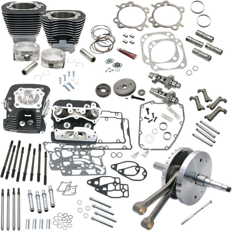 Effektsats S&S 124" Twin Cam Hot Set-Up med topplock svart Dyna 06-17, Touring 07-16