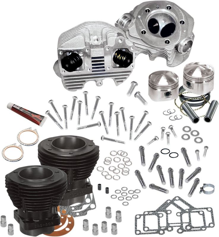 Toppsats S&S 74" Shovelhead svart 66-78