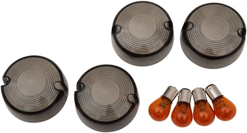 Glas blinkers Drag Specialties kupade röktonade med lampor H-D 86-01