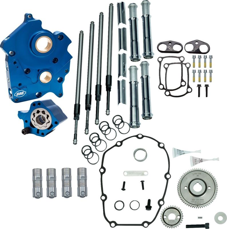 Kamhussats utan kamaxlar S&S Cams Gear Drive Push Tubes H-D 17-upp krom