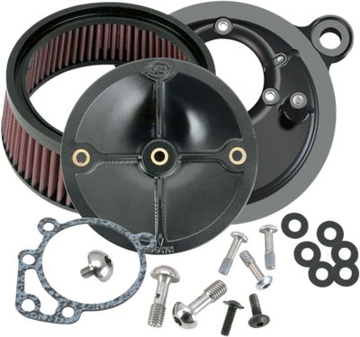 Luftfilter S&S Tuned Induction 2-1 för CV-förgasare/EFI krom/röd XL Sportster 91-16