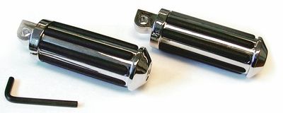 Fotpinnar Rail-style, stor, kromad m. gummi-ribbor, dia.40mm
