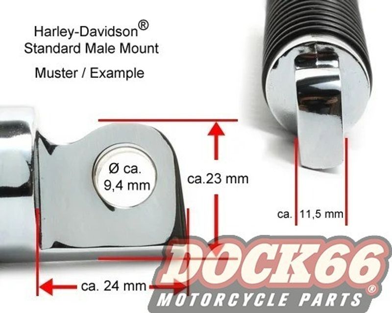 Fotpinnar Dock66 H-D Style ribbade svart