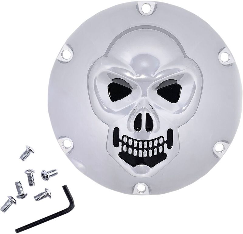 Derbylock Drag Specialties 3 D krom skalle Sportster 04-22