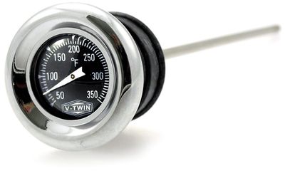 Oljesticka med temperaturmätare oljetank MCS krom svart tavla Big Twin 70-84