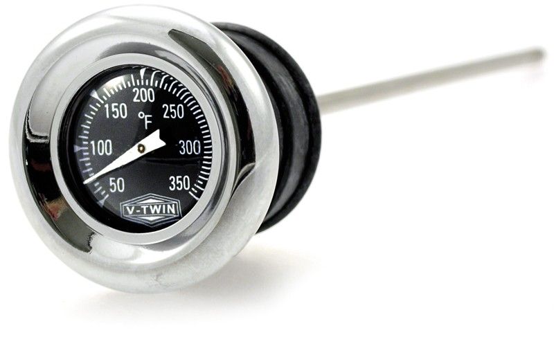 Oljesticka med temperaturmätare oljetank MCS krom svart tavla Big Twin 70-84