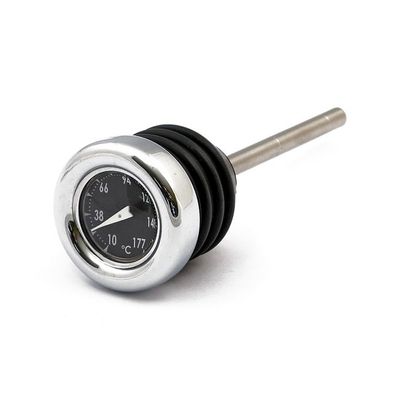 Oljesticka med temperaturmätare oljetank MCS krom svart tavla Softail 00-17