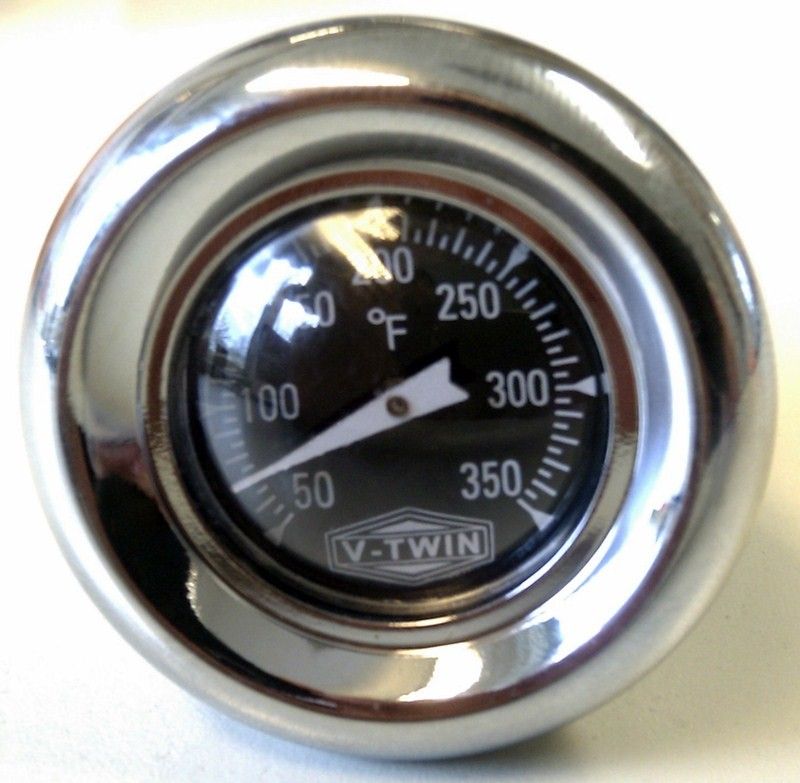 Oljesticka med temperaturmätare oljetank MCS krom svart tavla Softail 84-99