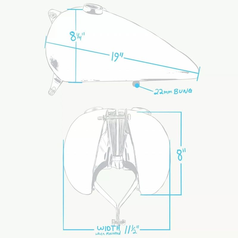 Bensintank Lowbrow Customs WX Style delad Big Twin 36-84