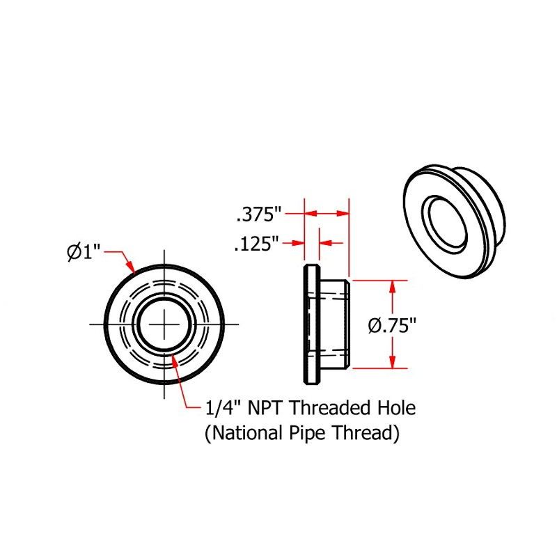Bussning bensinkran TC Bros 1/4 NPT stål (2-pack)