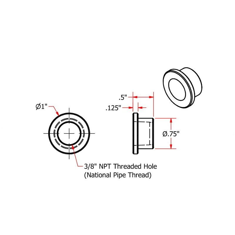 Bussning bensinkran TC Bros 3/8 NPT stål (2-pack)