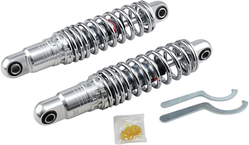Stötdämpare Drag Specialties Ride-Height 11 justerbar krom Touring 85-upp, FXR 85-92