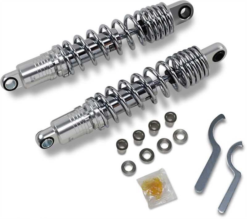 Stötdämpare Drag Specialties Ride-Height 12.5 justerbar krom Sportster 79-03, FXR 82-94