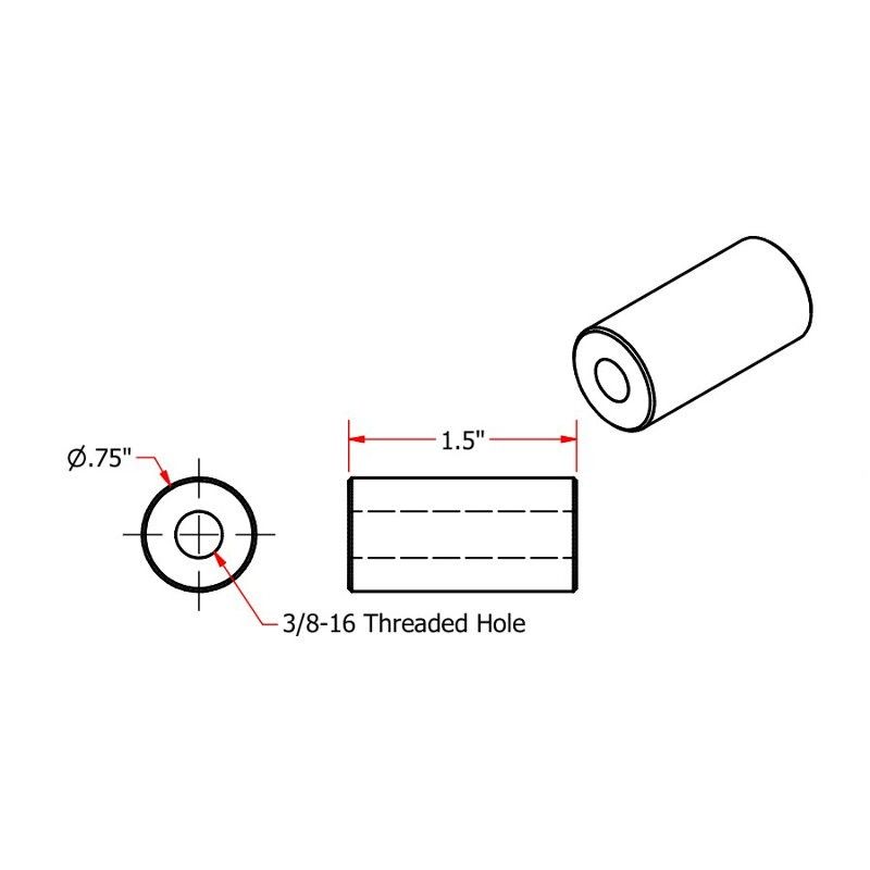 Steel Bungs 3/8-16 Threaded 1-1/2 inch Long (2-pack)