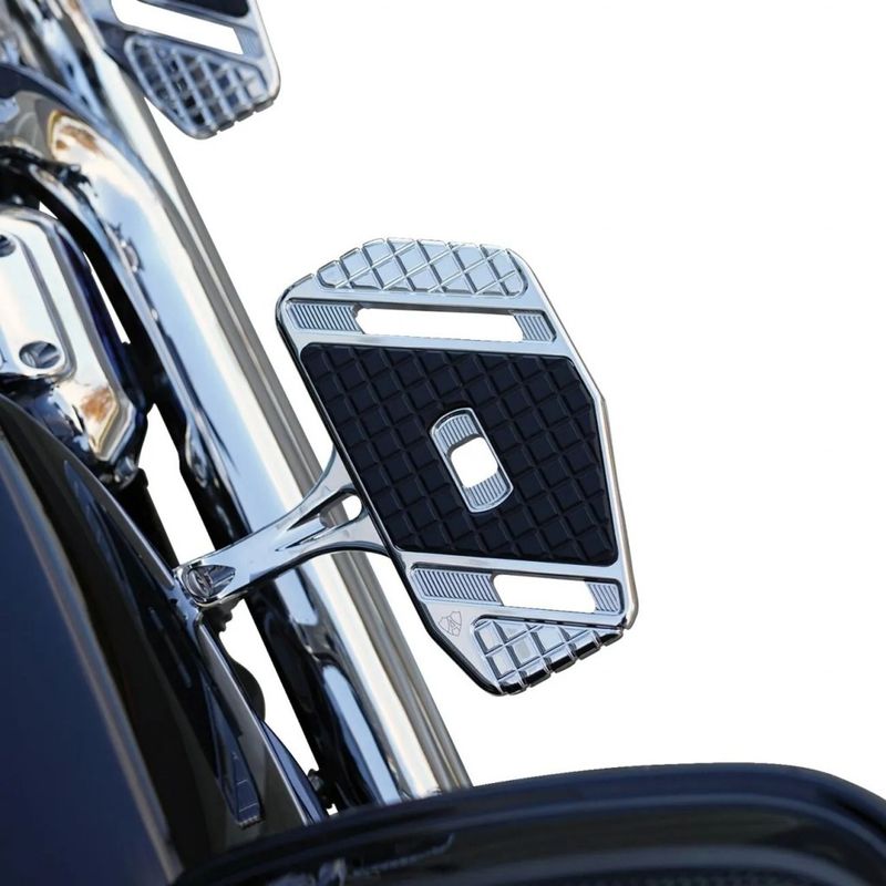 Fästen fotplatta Arlen Ness Passenger smidd passagerare Touring 93-24, Trike 14-21 krom