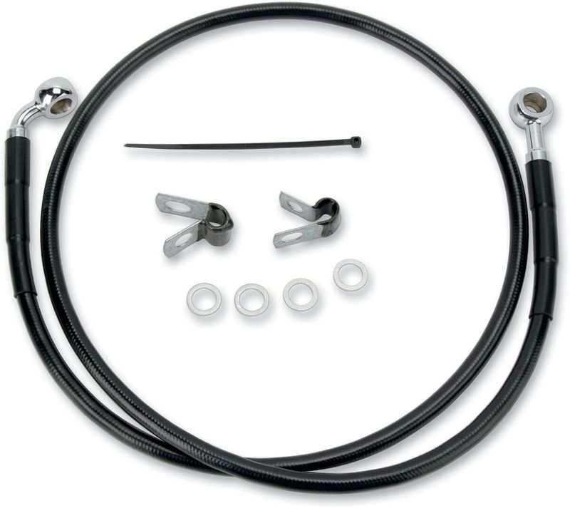 Bromsslangsats Drag Specialties rostfri svart vinyl stål Sportster 04-10