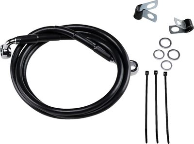 Bromsslangsats Drag Specialties 4 BL+4 förlängd svart vinyl rostfri Softail 99-07