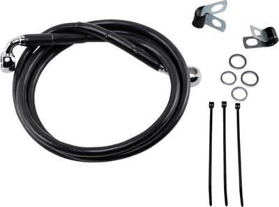 Bromsslangsats Drag Specialties 6 BL+6 förlängd svart vinyl rostfri Softail 99-07