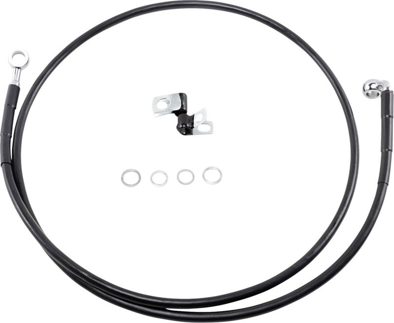 Bromsslangsats Drag Specialties 10 BL+10 förlängd svart vinyl rostfri Softail 99-07