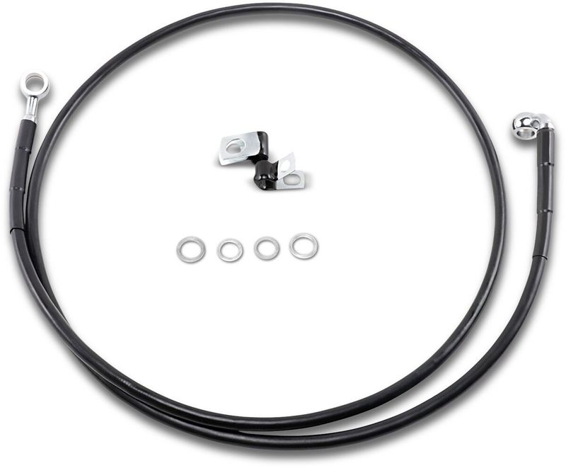Bromsslangsats Drag Specialties 10 BL+10 förlängd svart vinyl rostfri Softail 99-07