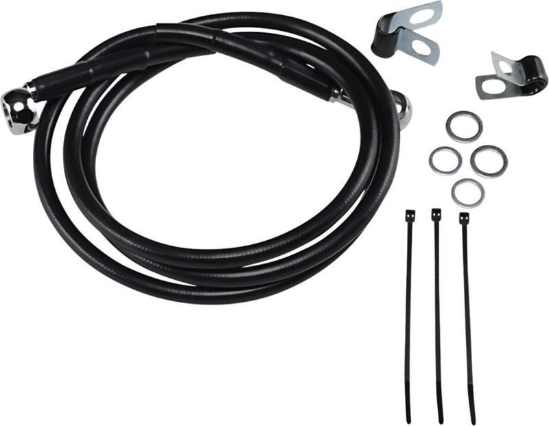 Bromsslangsats Drag Specialties 10 BK+10 förlängd svart vinyl rostfri