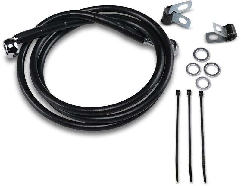 Bromsslangsats Drag Specialties 10 BK+10 förlängd svart vinyl rostfri