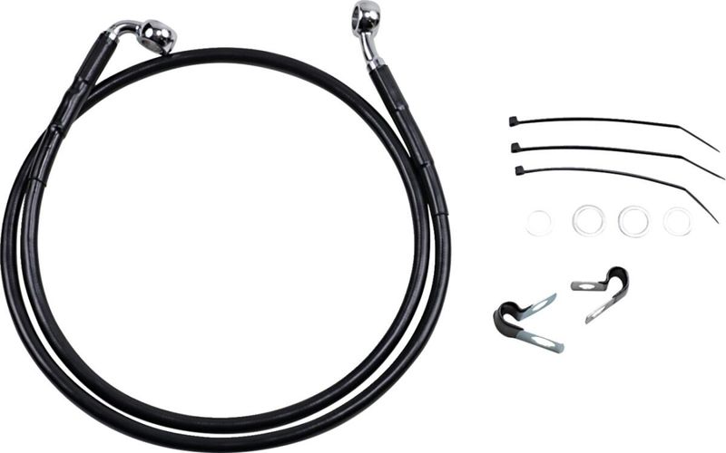 Bromsslangsats Drag Specialties 4 00-5 förlängd svart vinyl rostfri Dyna 00-05