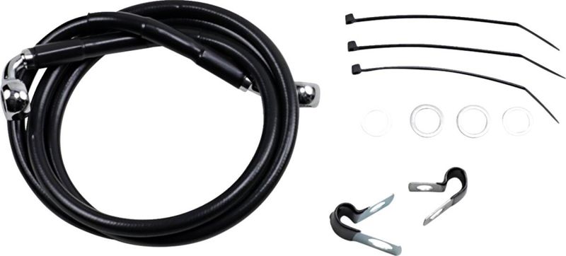 Bromsslangsats Drag Specialties 6 00-5 förlängd svart vinyl rostfri Dyna 00-05