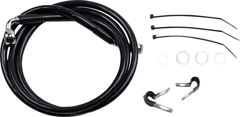 Bromsslangsats Drag Specialties 10 00-5BK+10 förlängd svart vinyl rostfri Dyna 00-05