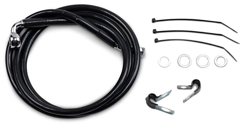 Bromsslangsats Drag Specialties 10 00-5BK+10 förlängd svart vinyl rostfri Dyna 00-05