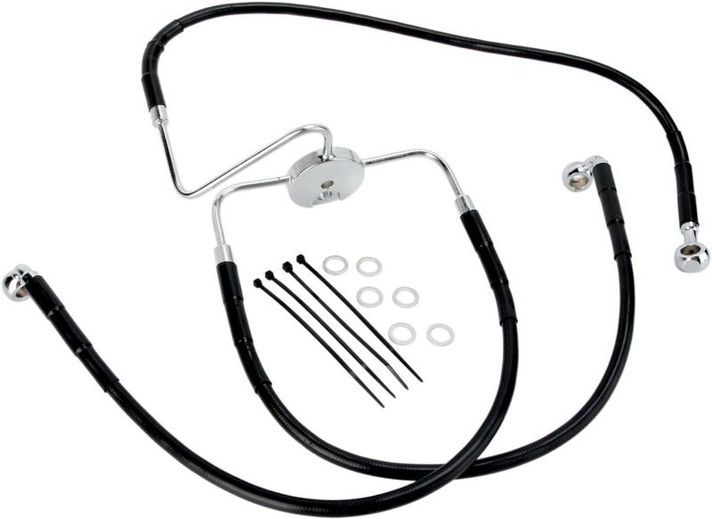 Bromsslangsats Drag Specialties rostfri svart vinyl stål Dyna 96-00