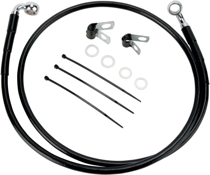 Bromsslangsats Drag Specialties 2 FXDL01-5BK2 förlängd svart vinyl rostfri Dyna 01-05