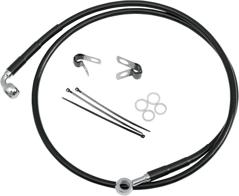 Bromsslangsats Drag Specialties rostfri svart vinyl stål Softail 85-98, Dyna 93-05