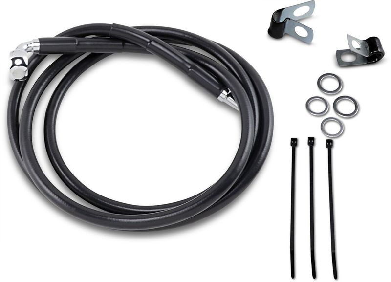 Bromsslangsats Drag Specialties 6 BK+6 förlängd svart vinyl rostfri
