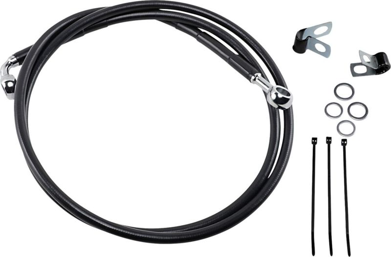 Bromsslang fram Drag Specialties rostfritt stål svart vinyl förlängd
