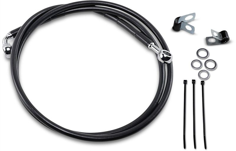 Bromsslang fram Drag Specialties rostfritt stål svart vinyl förlängd