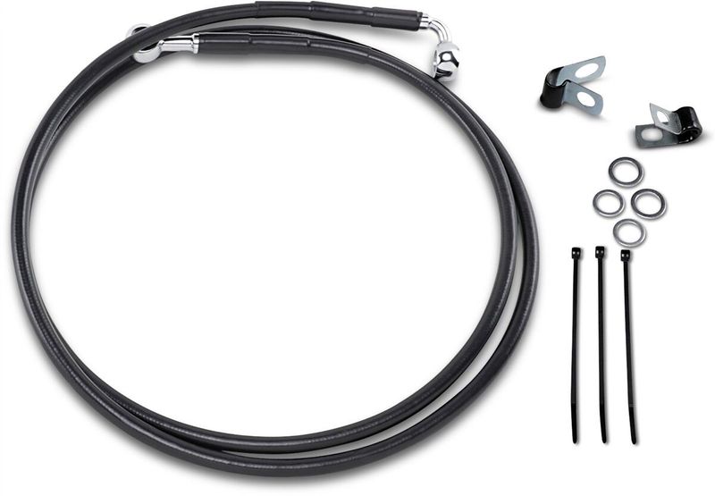 Bromsslangsats Drag Specialties 10 förlängd svart vinyl rostfri Softail 85-98, Dyna 93-05