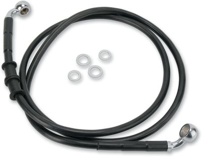 Bromsslangsats Drag Specialties 6 BL+6 förlängd svart vinyl rostfri Dyna 10-15