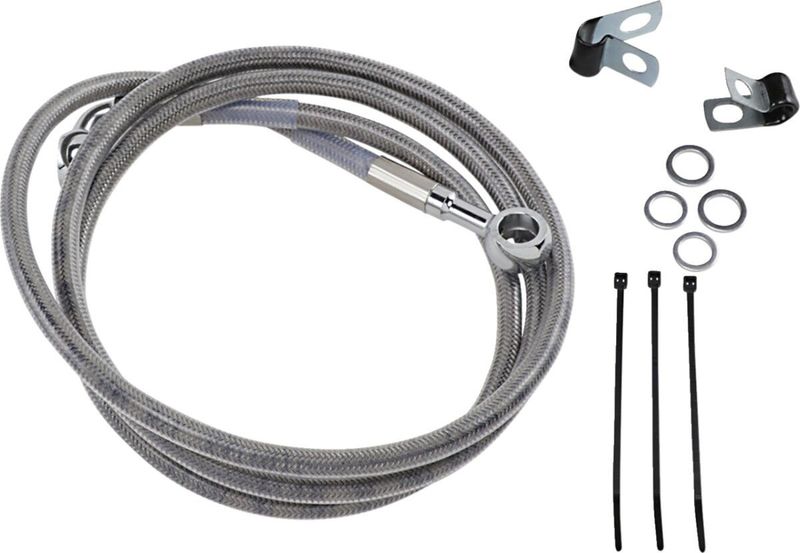 Bromsslangsats Drag Specialties SS+8 rostfri förlängd stål Softail 85-98, Dyna 93-05