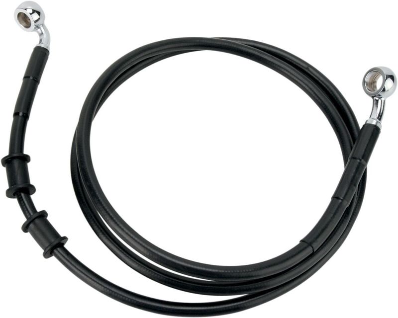 Bromsslangsats Drag Specialties 8 förlängd svart vinyl rostfri Dyna 07-17