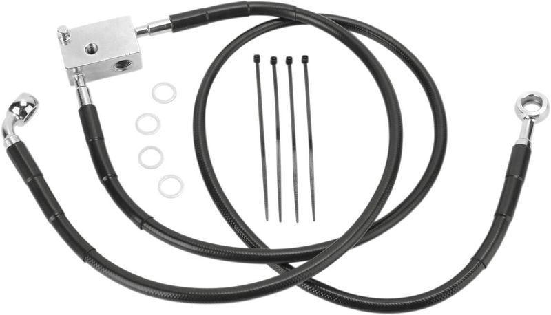 Bromsslangsats Drag Specialties rostfri svart vinyl stål Softail 00-03