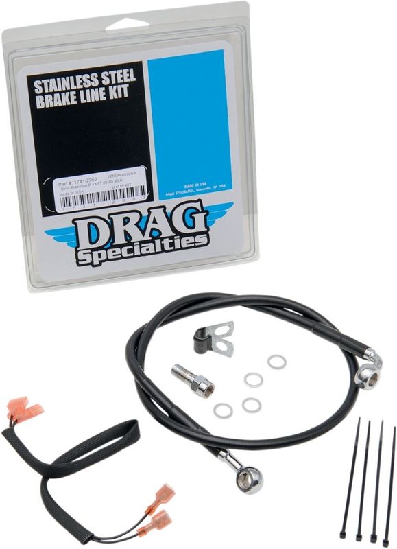 Bromsslangsats Drag Specialties rostfri svart vinyl stål Softail 89-99