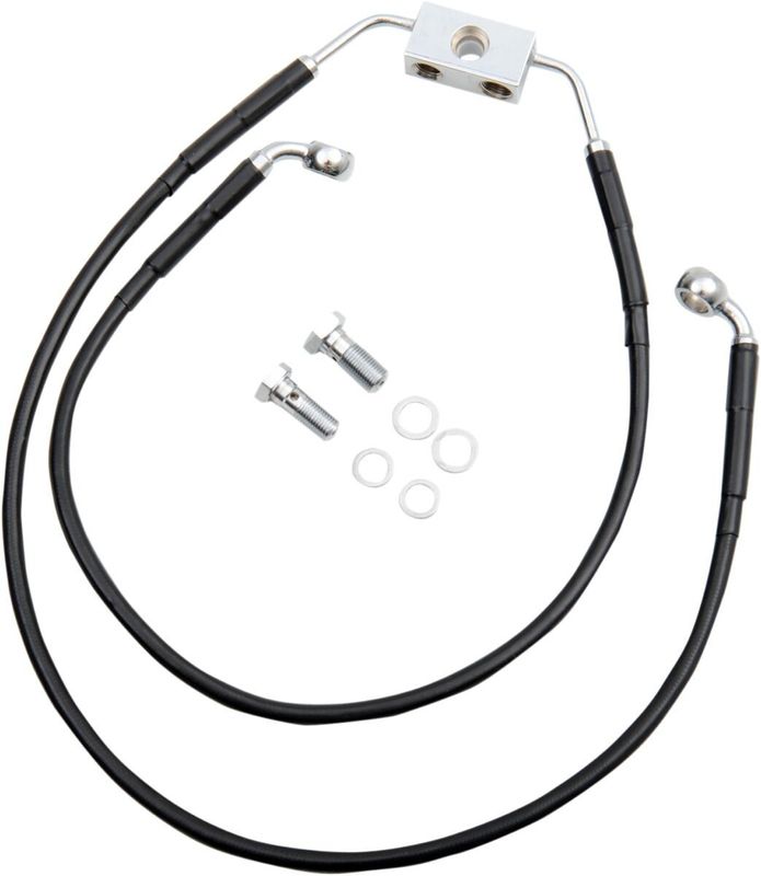 Bromsslangsats Drag Specialties Stainess 6 FXDWG12-17B förlängd svart vinyl stål