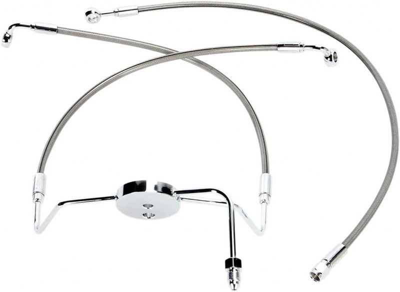 Bromsslangsats Magnum Shielding E-Z Align XR dubbla skivor utan ABS polerad krom flätad 29"