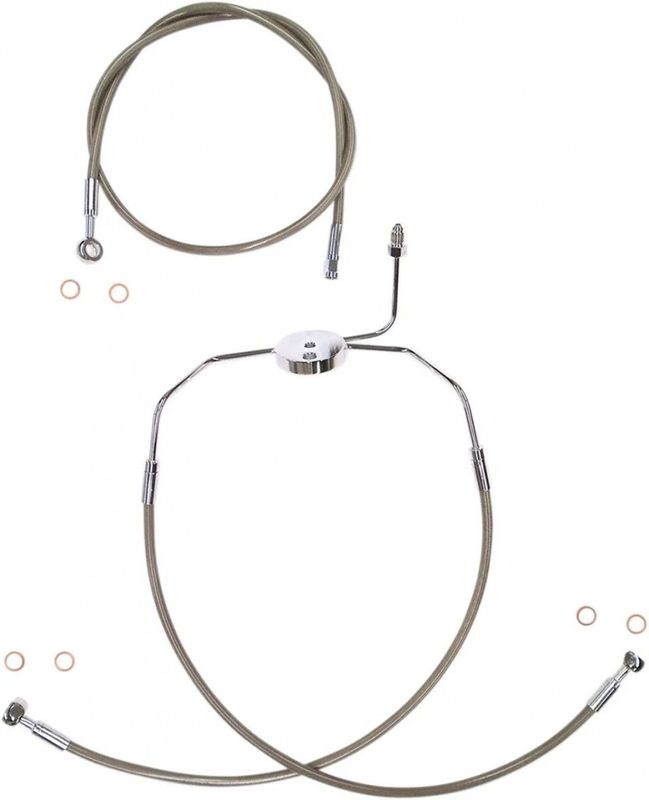 Bromsslangsats Magnum Shielding E-Z Align XR dubbla skivor utan ABS polerad krom flätad 29"